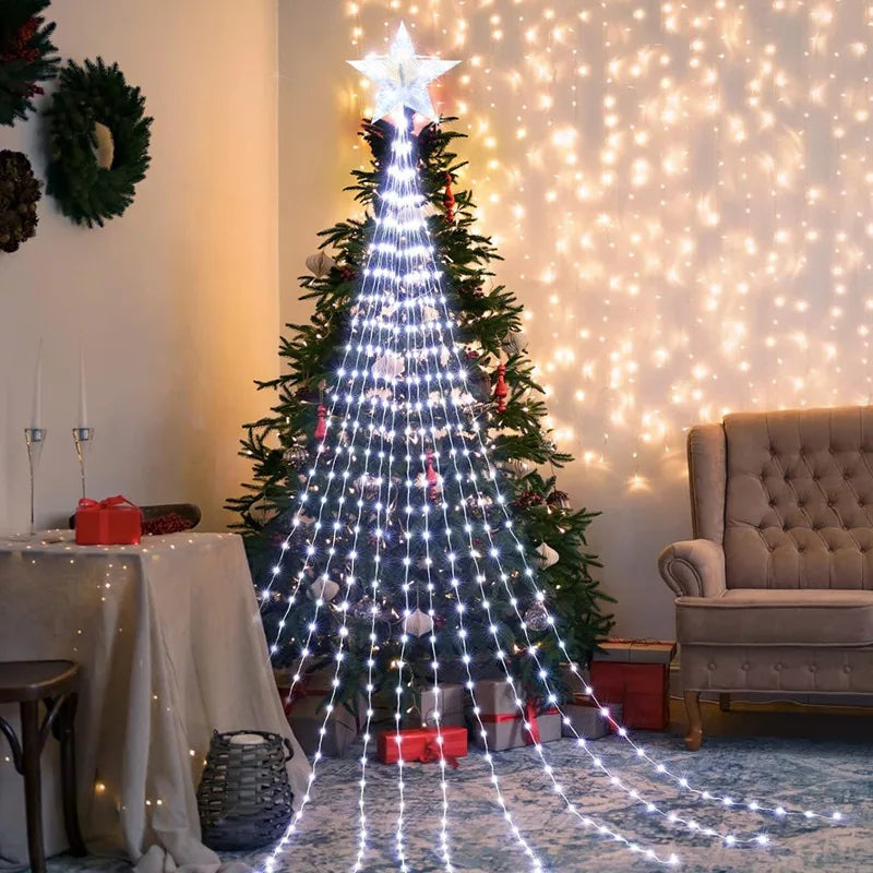 Choice XD2409 Weihnachtsstern Wasserfall-Lichterkette - 198 LEDs 2,2m