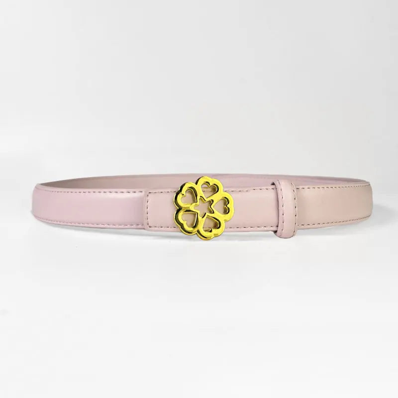 Women's Belt Versatile Retro Bronze Buckle Cowhide Thin Belt2.3Simple and Elegant Decorative Dress Suit Apparel Accessories
