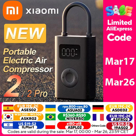 Xiaomi Luftpumpe 2025 - Mijia Air Pump 2 Mini Portable Electric 150PSI Type-C