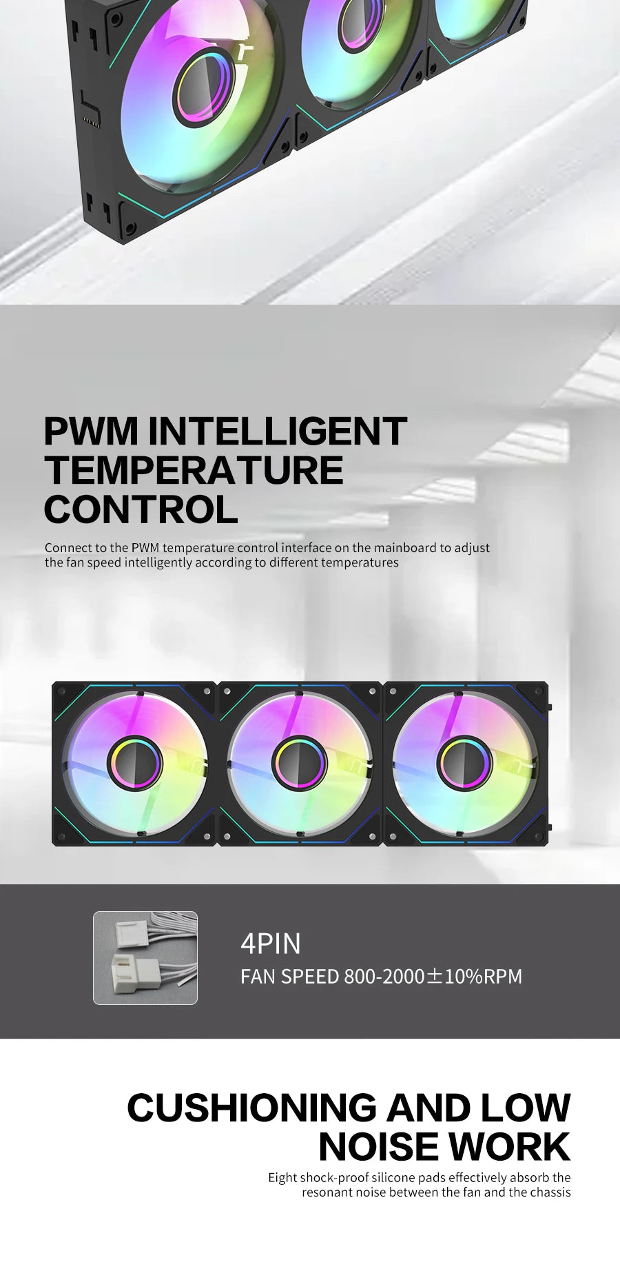 Aigo AS12P ARGB PC Lüfter - 120mm, 800-2000 RPM, 4.2W