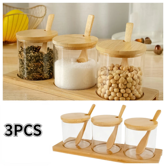 Glasio 3er Staubdichtes Gewürzglas Set - 3x150ml Glas