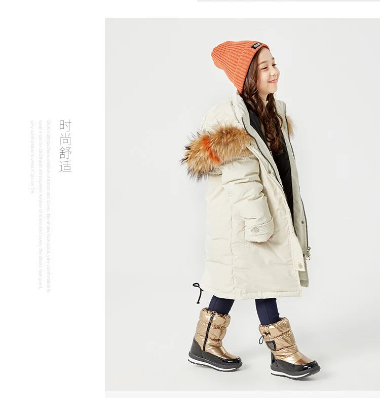 Kinder-Schneestiefel, 2025, Herbst-Winter-Wolle, warm halten, Kinderstiefel, Marke, modisch, wasserdicht, rutschfest, Baumwollschuhe für Mädchen und Jungen