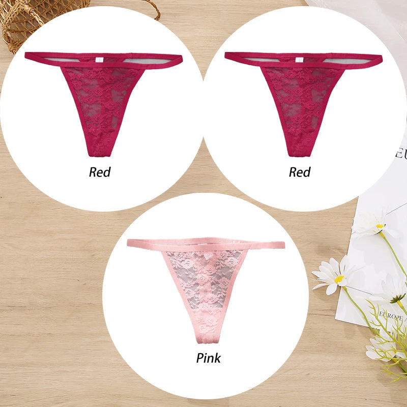 ZhejiangChoice Spitzen-Set Damen G-String - 3er Low Waist