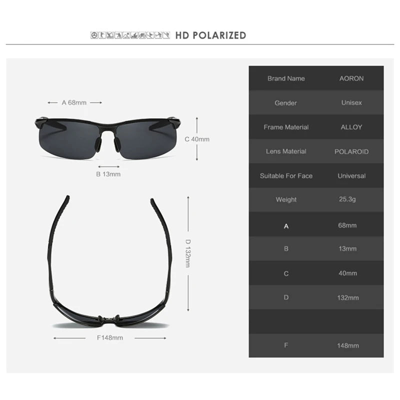 AORON Fahr-Polarisierte Sonnenbrille Herren Aluminium Magnesium Rahmen Sport Sonnenbrille Fahrer Retro Brille UV400 Anti-Blend