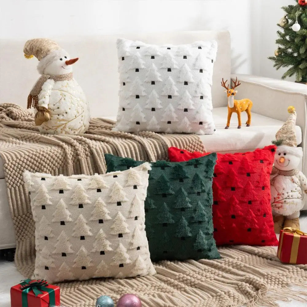 45x45cm Winter Throw Pillow Cover Xmas Home Decor Christmas Plush Pillowcase Pillowslip Home Textile Christmas Tree Pillow Cases