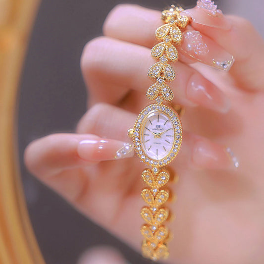 Uhren Frauen Luxus Vintage 2025 - Elegant Golden Armband Damen Uhr - Gold Strass Quarz Armbanduhren Geschenke Frauen Reloj