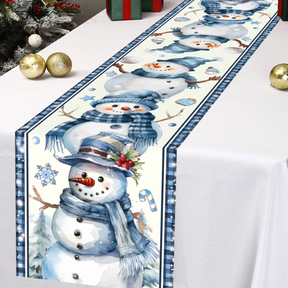 Pink Christmas Table Runner Snowman Santa Claus Merry Christmas Decorations For Home 2025 Navidad Noel Gift New year Tablecloth