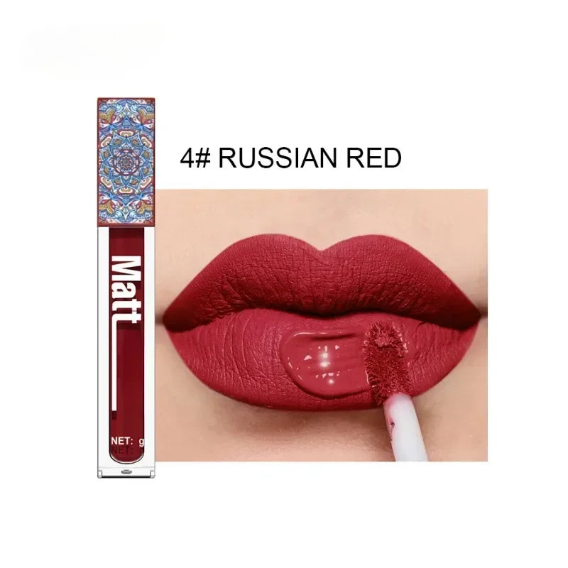 Waterproof Matte Nude Lip Gloss Brown Nude Pigment Dark Red Long Lasting Velvet Liquid Lipstick Women Makeup Lip Glaze 1pcs