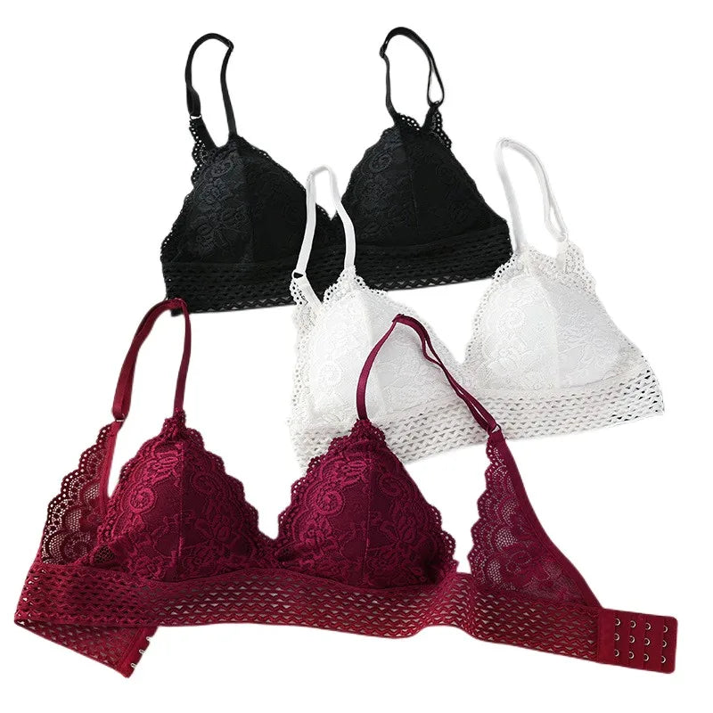 BH 2025: fenlandwell Floral Lace Bralette Girls Non-Wire Push Up Bras - For Women Soft Sexy Intimates Brassiere V-neck Lingerie Female Underwear Collection