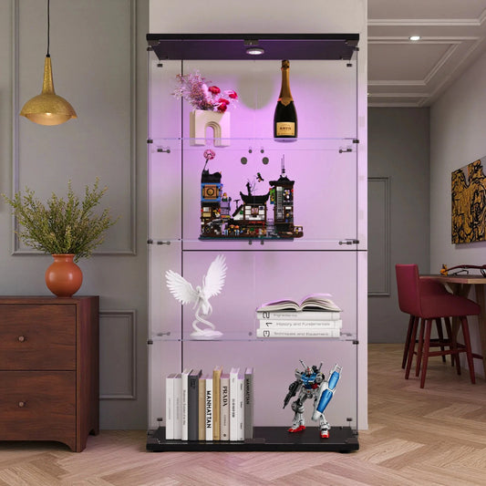 Anajqaqia Glasvitrinenschrank 164x80x36cm 4-lagig Beleuchtung