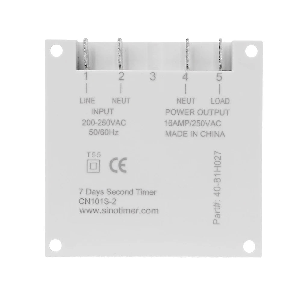 Gaqqee 1 Second Interval 12V 24V 110V 220V Digital LED Timer Switch 7 Days Weekly Programmable Time Relay Programmer CN101S
