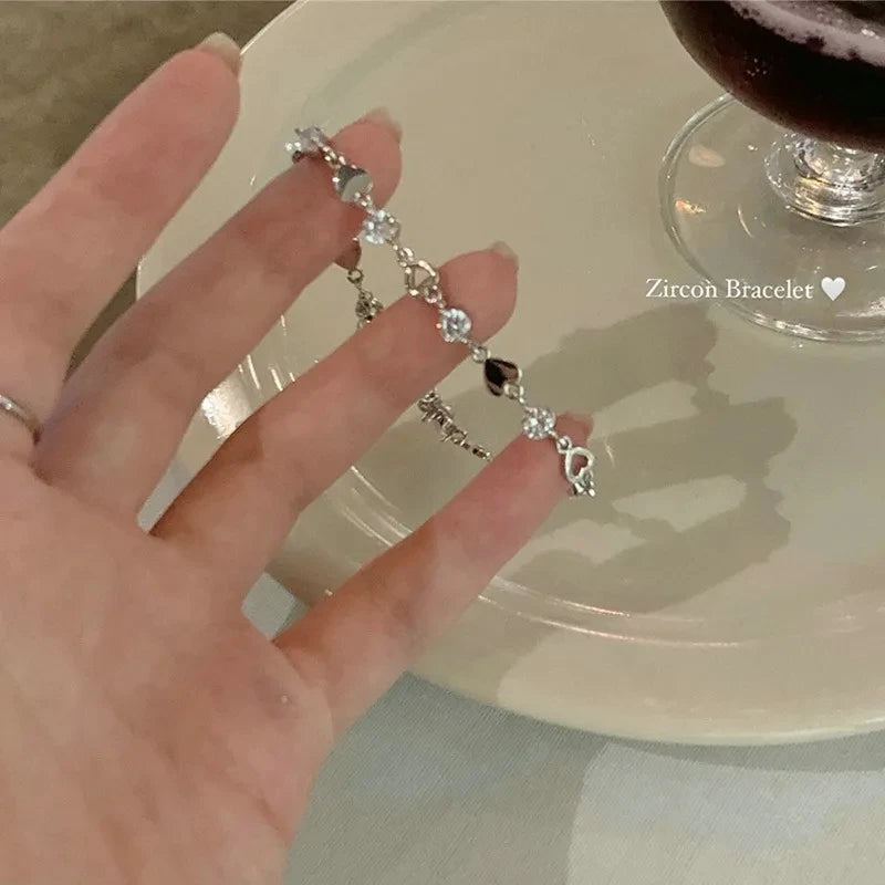 Luxus Kristall Armband für Damen - Mode Herz Charm Armbänder - Strass Bangle Braut Schmuck Accessoires Geschenke (Variante 2)