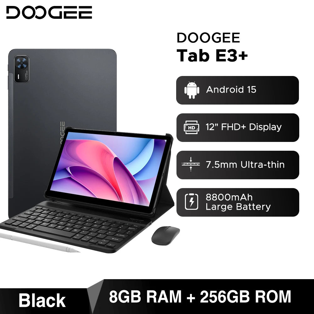 DOOGEE Tab E3 Gemini AI - 12 Zoll Display, 8800mAh Akku, Helio G100