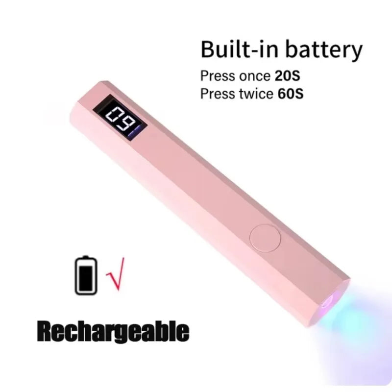 Handheld Mini UV LED Nail Lamp for Gel Polish Curing USB Rechargeable Quick Dry Portable Manicure Machine Nail Art Tool