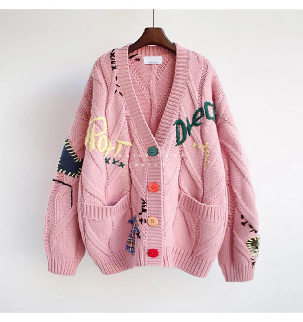 WonMiracle V-Neck Strickjacke Cardigan - Polyester Größe L