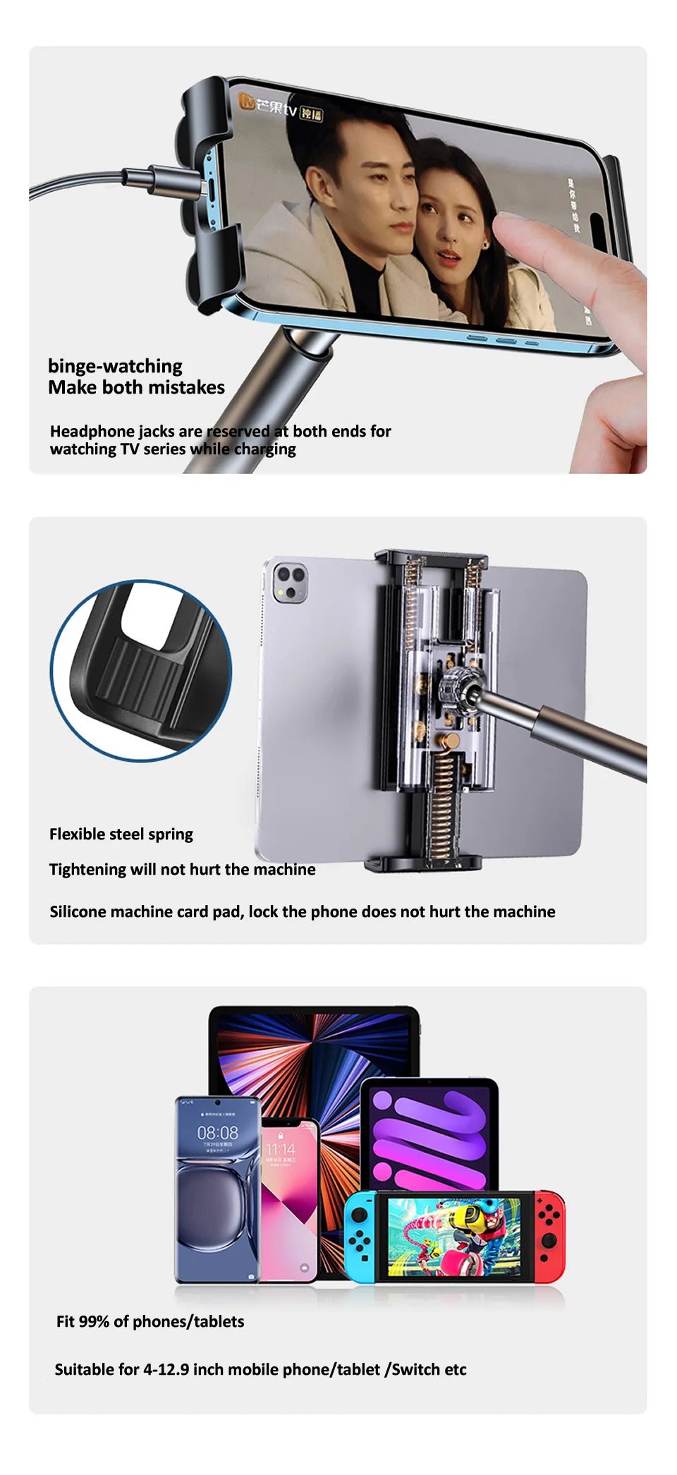 lamgool Tablet-Halterung 360° - Alu, langer Arm, 4–12,9