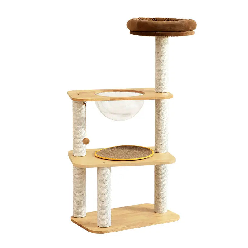Solid Wood Cat Climbing Frame Small-sized Multi-functional Cat Villa Multi-Story Cat Tree House Wear-resistant Sisal Column
