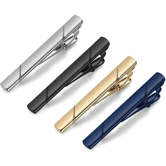 Eleganz Classic Glänzend Krawattenclip - 4 Stück Metall 5 cm