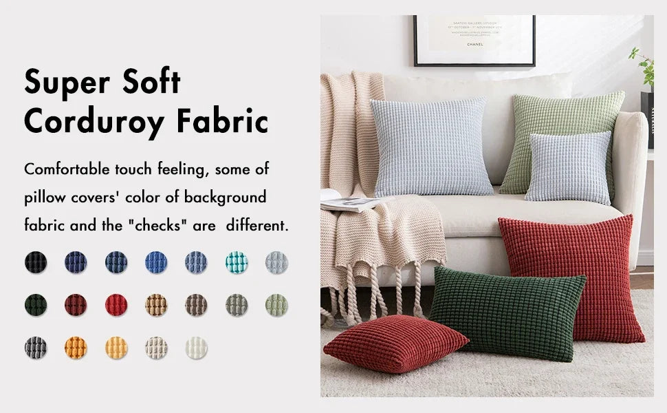 Christmas Red Throw Pillow Covers Decorative Christmas Pillow Covers Soft Corduroy Lumbar Pillow Covers, Cushion Case Home Decor