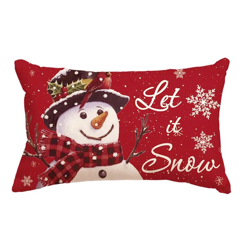 Merry Christmas Decorative Pillow Cover 30x50cm Linen Throw Pillowcase Christmas Cushion Cover Pillowslip For Sofa Home Decor