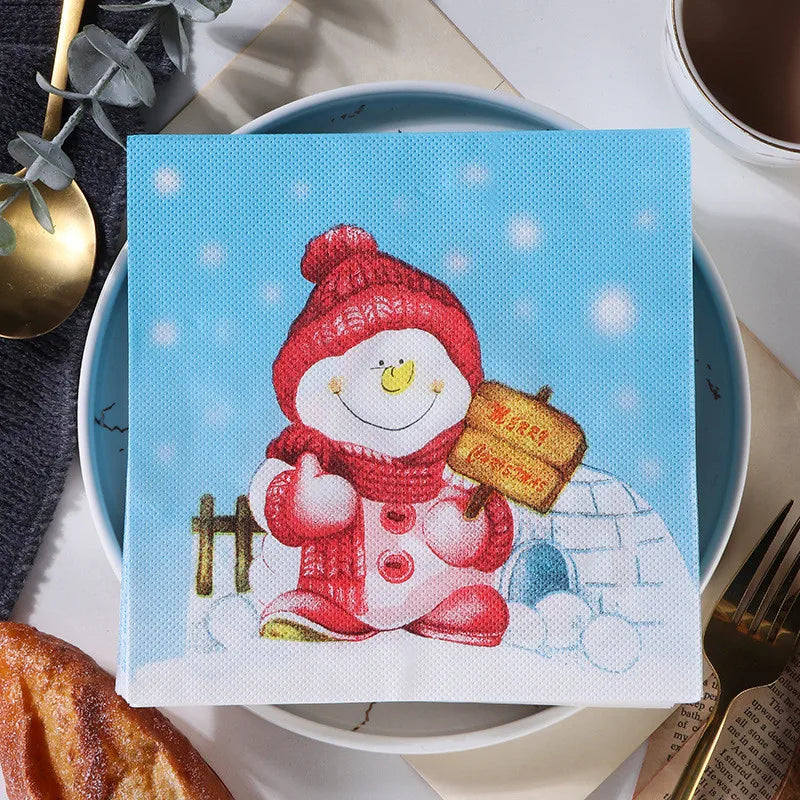 20Pcs/pack 33x33cm Merry Christmas Series Printed Paper Disposable Tableware Napkin Tissues Xmas Party Decor