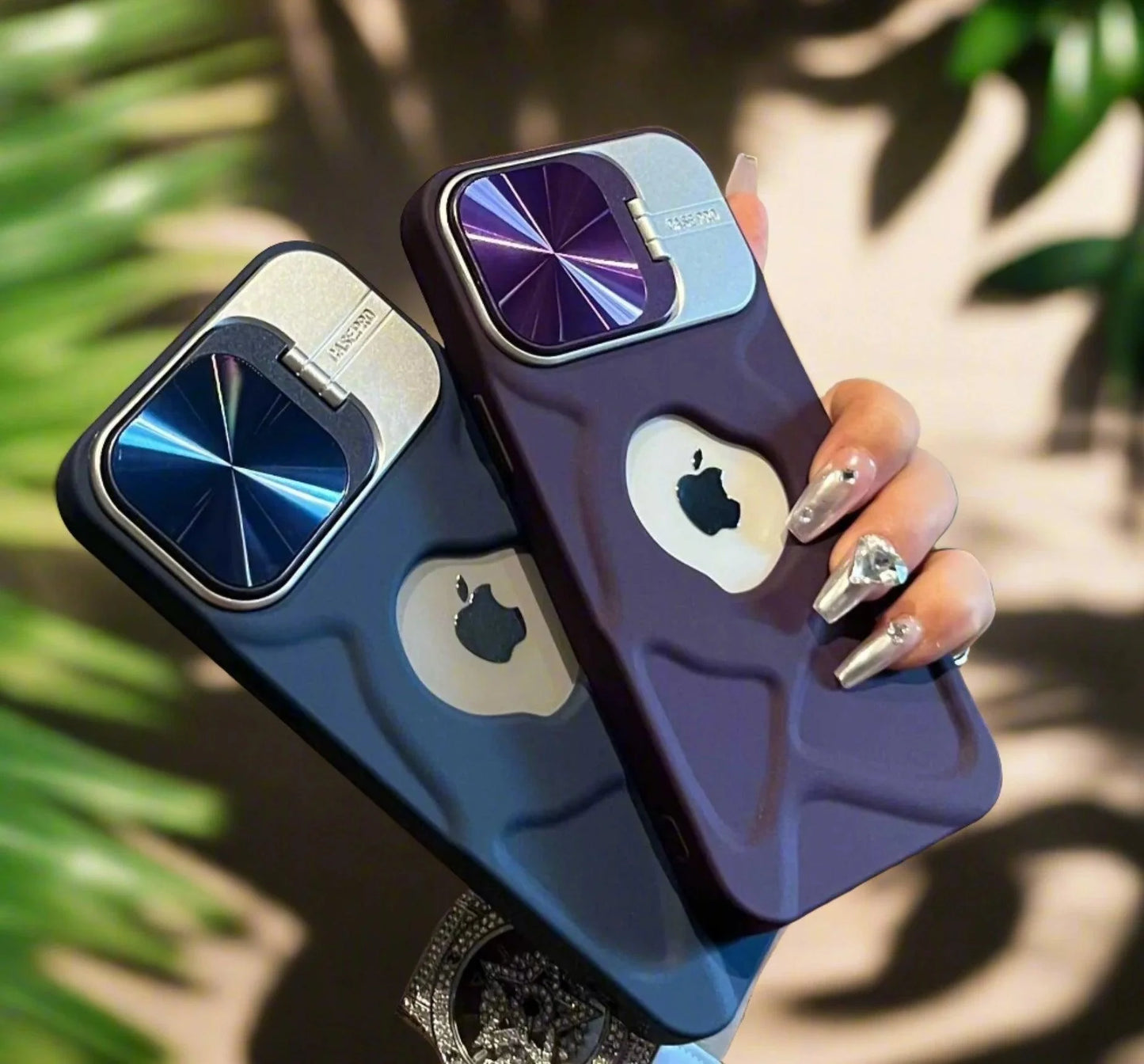 Fashion logo hole magnetic case for iphone lens protection covers