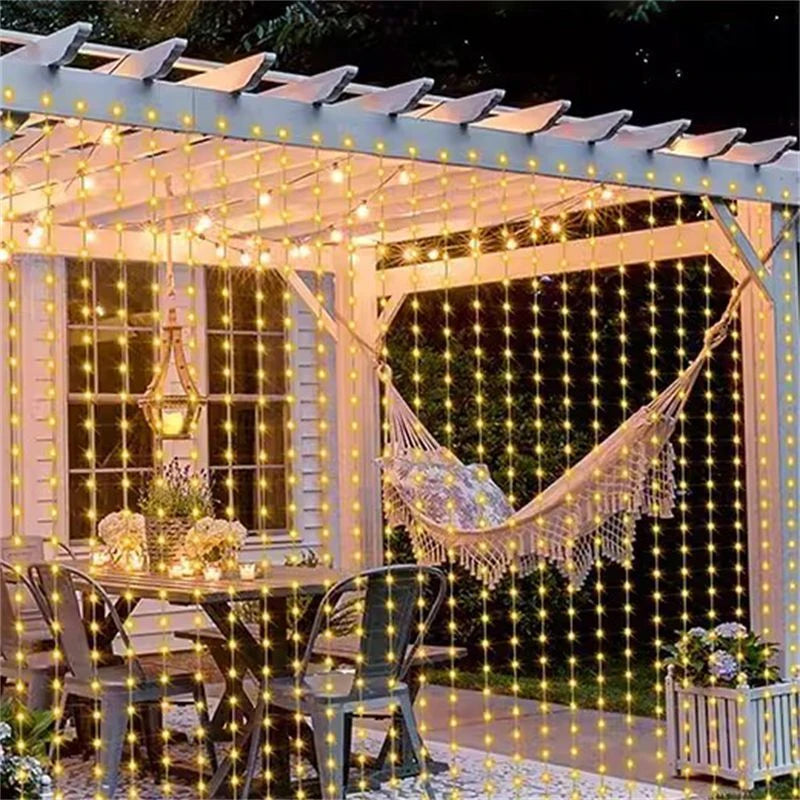 600/300/200/100LED Solar Curtain Lights Outdoor Fairy Lights LED Lights Christmas Wedding Decorations String Lights Garden Decor
