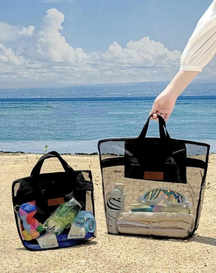 Beach Storage Bag Large Handheld Single Shoulder Swimming Pouch Large Capacity With Inner Network Folding Organizer Package