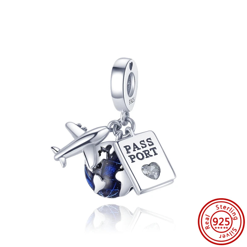 925 Silber Einkaufstasche Koffer Reisepass Handtasche Kamera Liebe Reise Leben DIY Perlen für Original Pantaro Charms Armband Schmuck