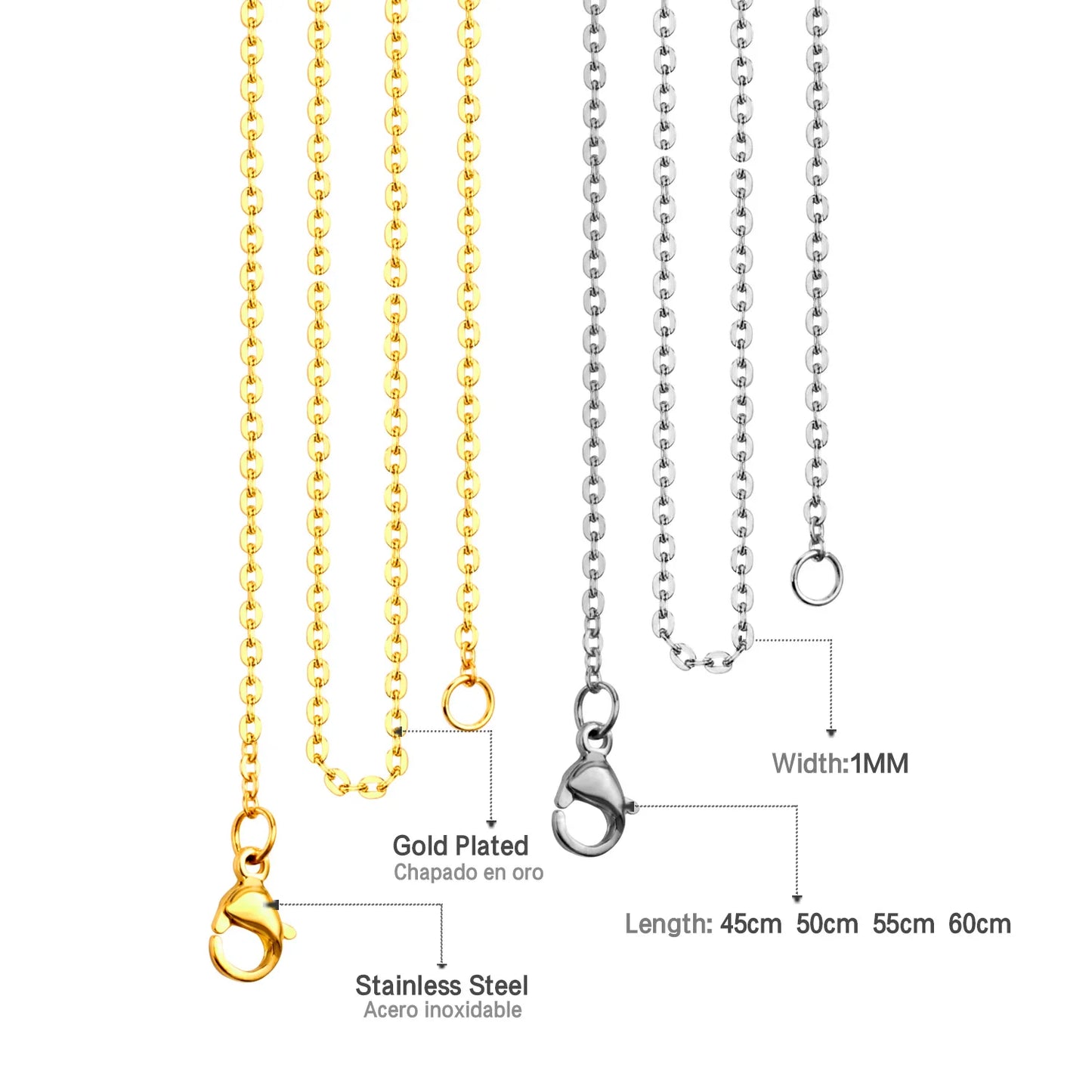 Edelstahl Halsketten 2025 - LUXUSTEEL 10Pcs/Lot 2mm/1mm O-Form Rolo-Link Cuban DIY Jewelry