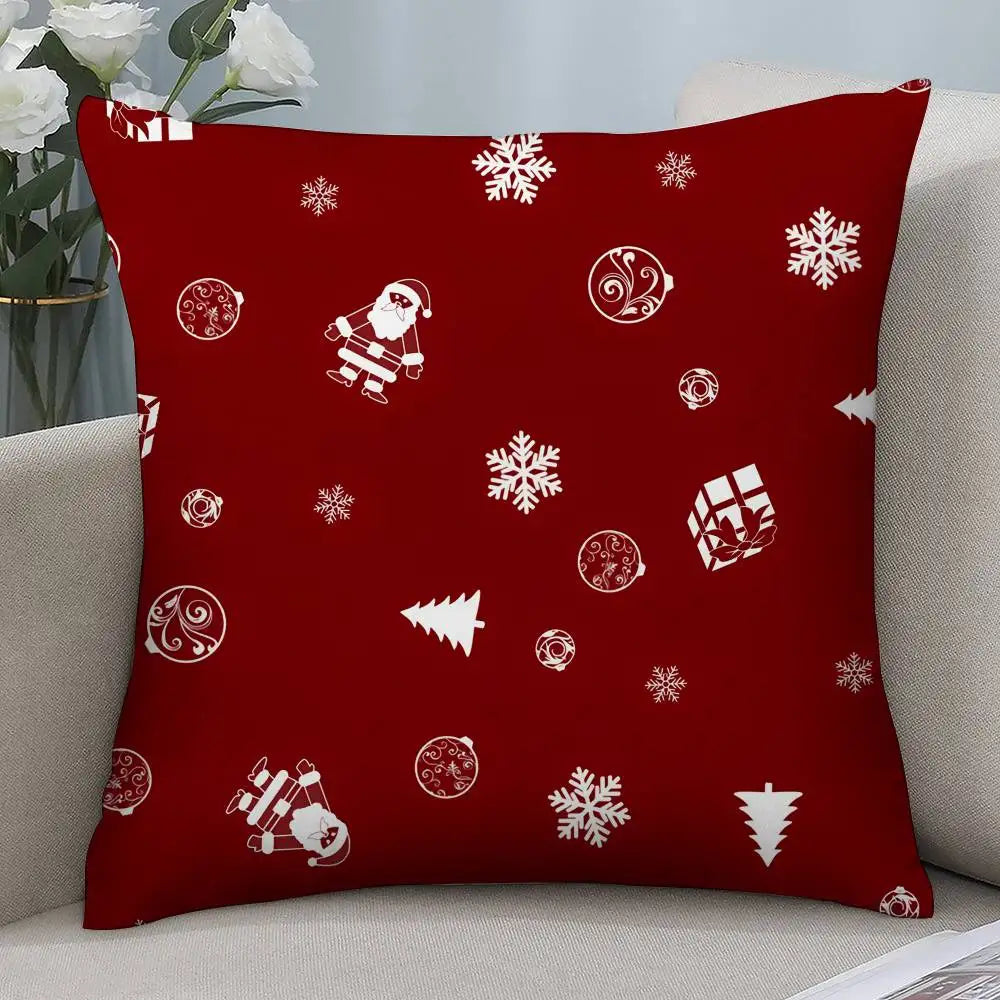 Christmas red bell Pillow Case Short plush Double-sided Print Square Throw Pillow Covers Sofa Home Cushion Decor