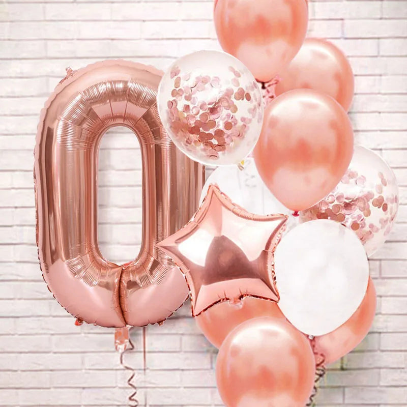 RoseGold Zahlenballons 32 Zoll Roségold - 13er Set 32cm
