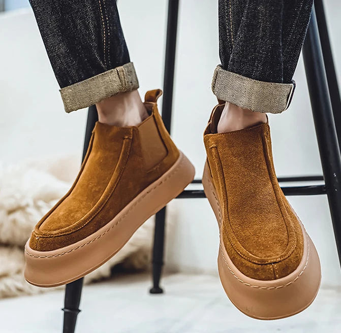 Ghete Chelsea Shangkaka cu platformă, croială înaltă - Mărimea 44, Înălțimea tocului 2 cm, Înălțimea gleznei