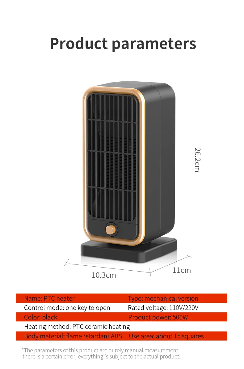 ATWFS 500W/220V Elektrischer Heizer für Räume PTC Keramik Elektrische Heizer Blatt Portable Hausheizung Fuß Handwärmer