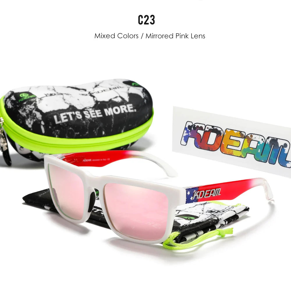 KDEAM Herren Polarisierte Sonnenbrille Quadratisch Casual Outdoor Sonnen Brille Frauen Unisex Sonnenbrille für Paare mit Neuer Verpackung