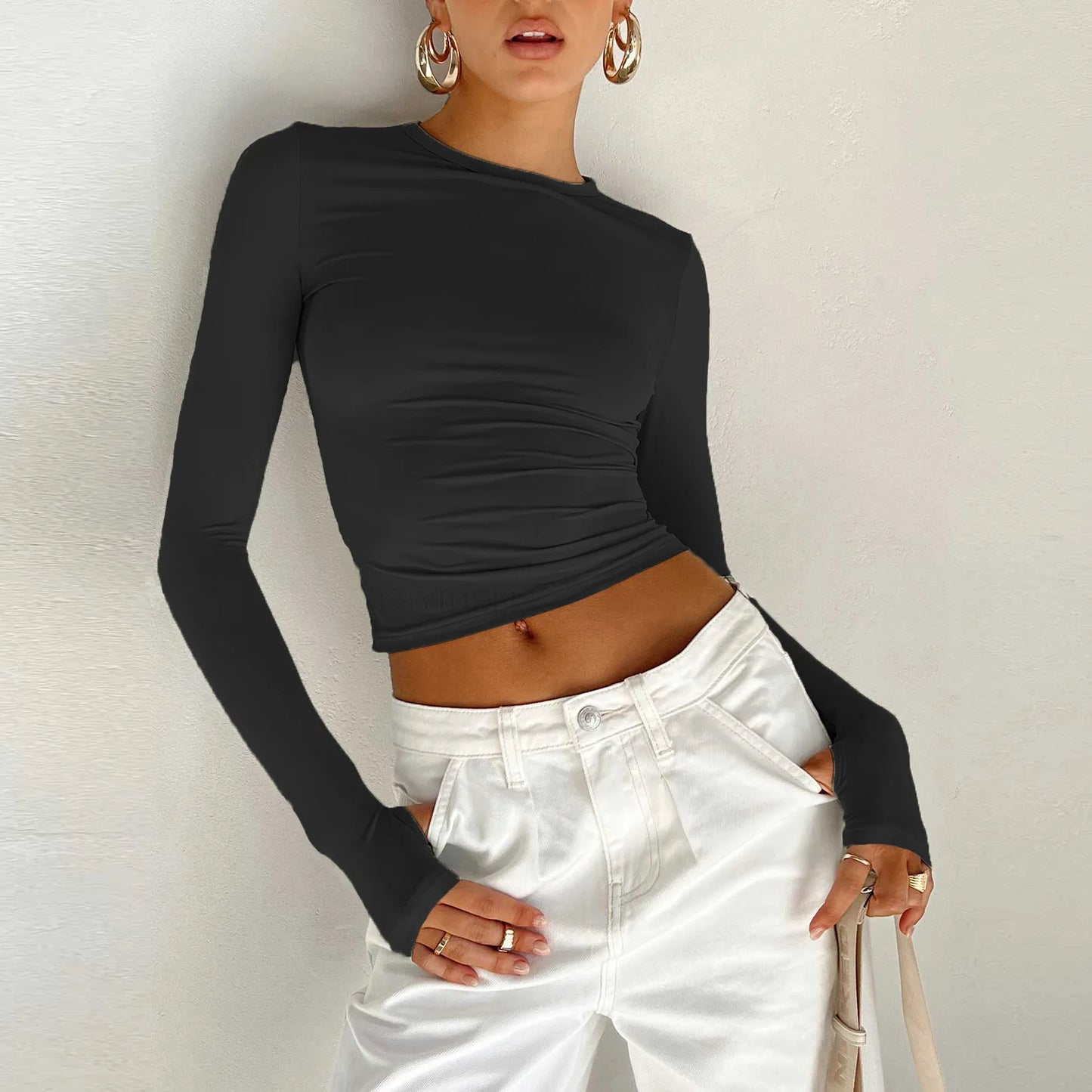 Women Long Sleeve T-Shirts Spring Autumn Slim Fit Casual Pullovers Female Streetwear O Neck Base Tops Tees Y2K Clothes T Shirt