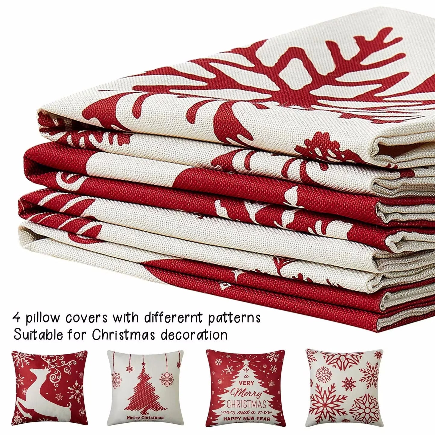2024 Christmas Pillow Covers Christmas Decorations Throw Pillow Covers Set Of 4 Throw Pillow Cases With Holiday Decor Sofa