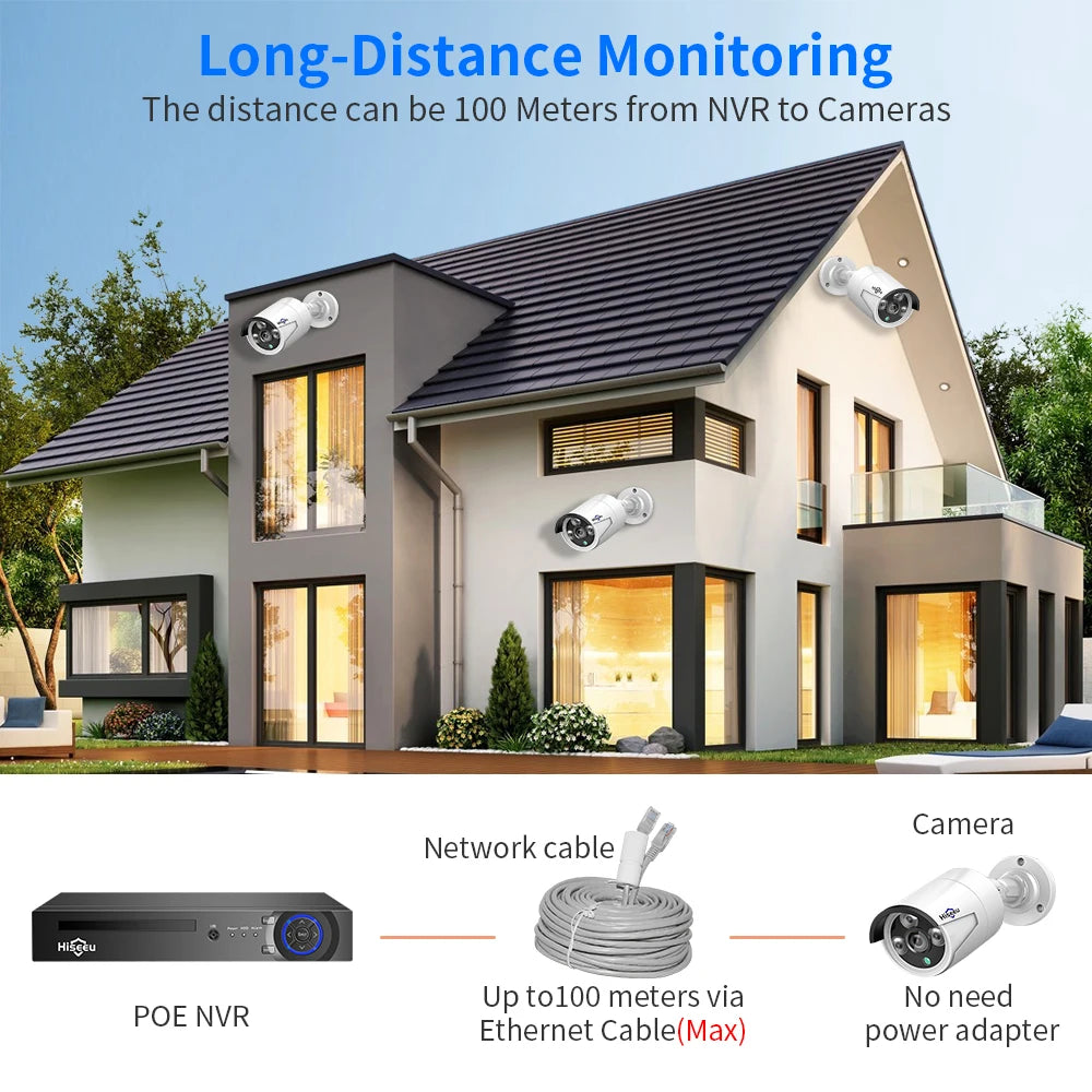 Überwachungssystem 2025: Hiseeu 5MP 3MP 8CH POE NVR Video Audio Record - ONVIF CCTV IP Security Surveillance Camera System Kit Set Outdoor House Waterproof Collection