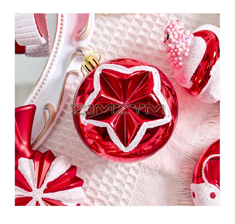 LA9682 Weihnachtsbaumschmuck - Bruchfest, 78 Stück, Rot Weiß