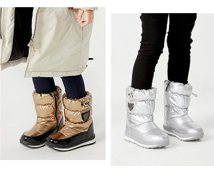 Kinder-Schneestiefel, 2025, Herbst-Winter-Wolle, warm halten, Kinderstiefel, Marke, modisch, wasserdicht, rutschfest, Baumwollschuhe für Mädchen und Jungen