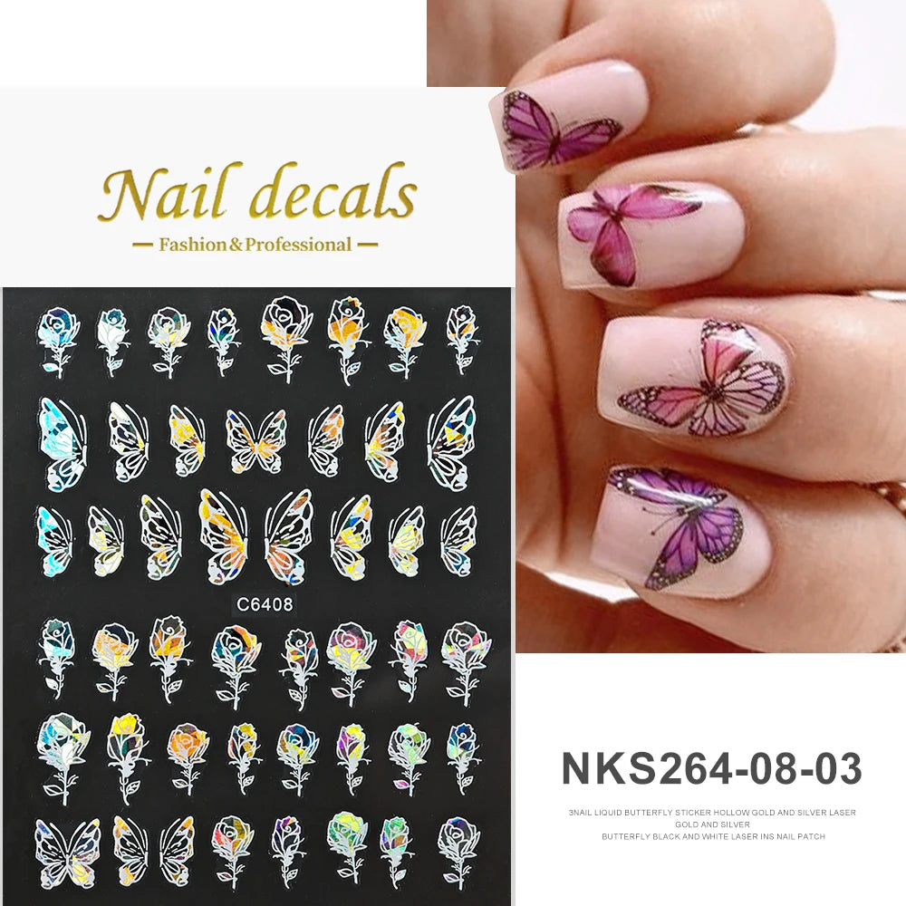 MAFANAILS NLS 3D Holografisch Schmetterling - 1St Schwarz