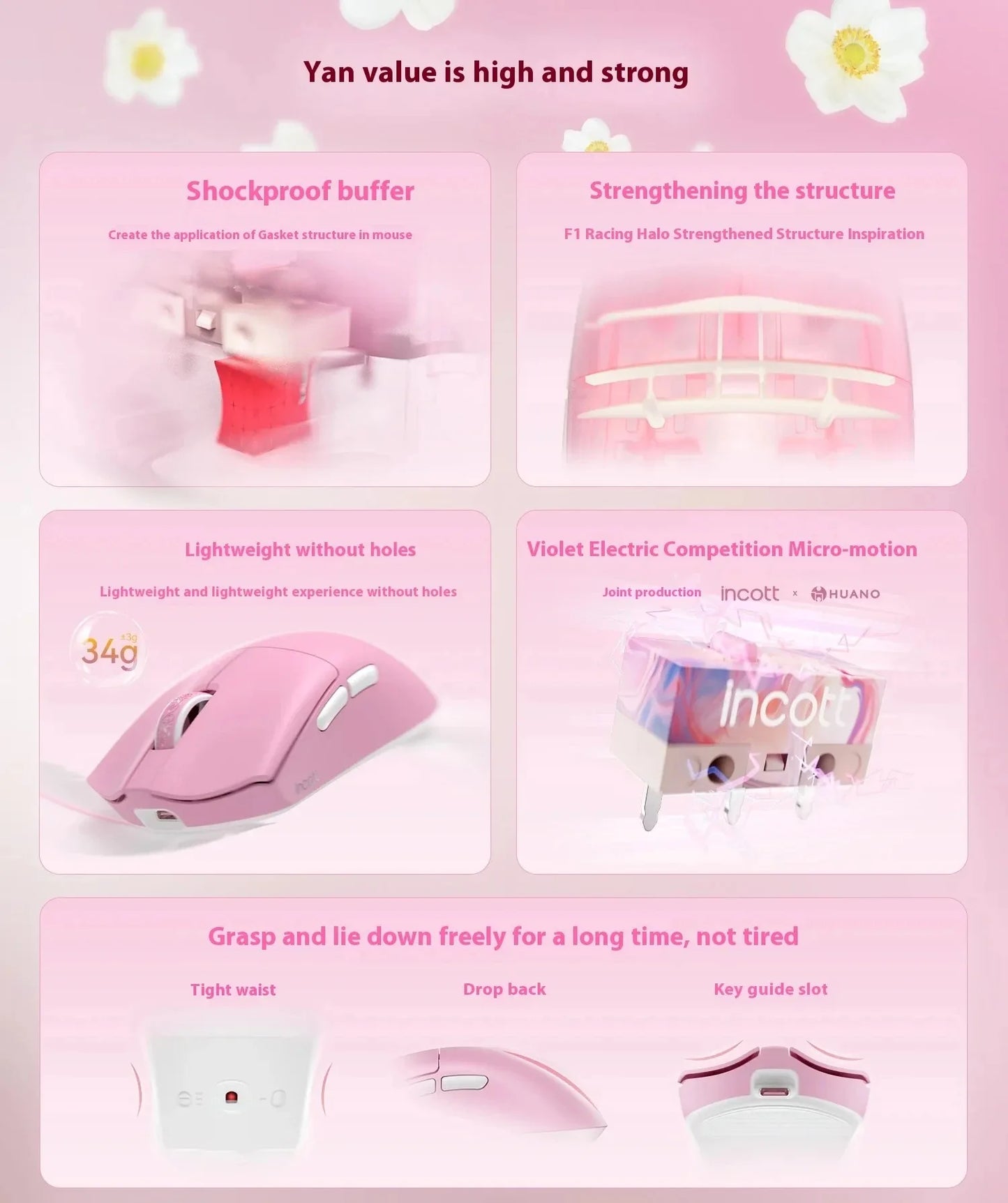 Incott 029 Kabellos Gaming-Maus - PAW3395 32000dpi 34g