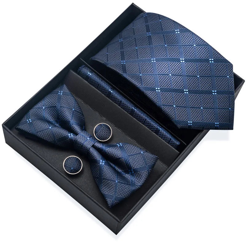 Men's Tie Pin cuff square bow Tie with pocket square cufflinks Set Paisley Men's Business Wedding Suit Accessories 6-piece set