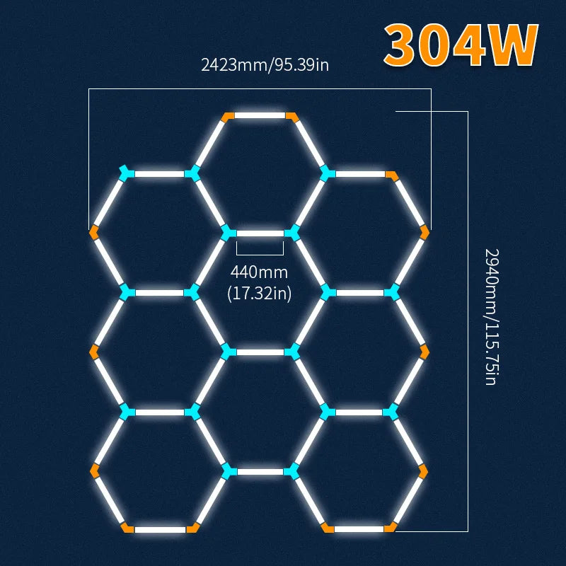 Hexagonal ceiling light BarberShop Car Garage LED Light 6500k LED tube for Gym Bar Hair Salon Library Workshop Auto Body Repair