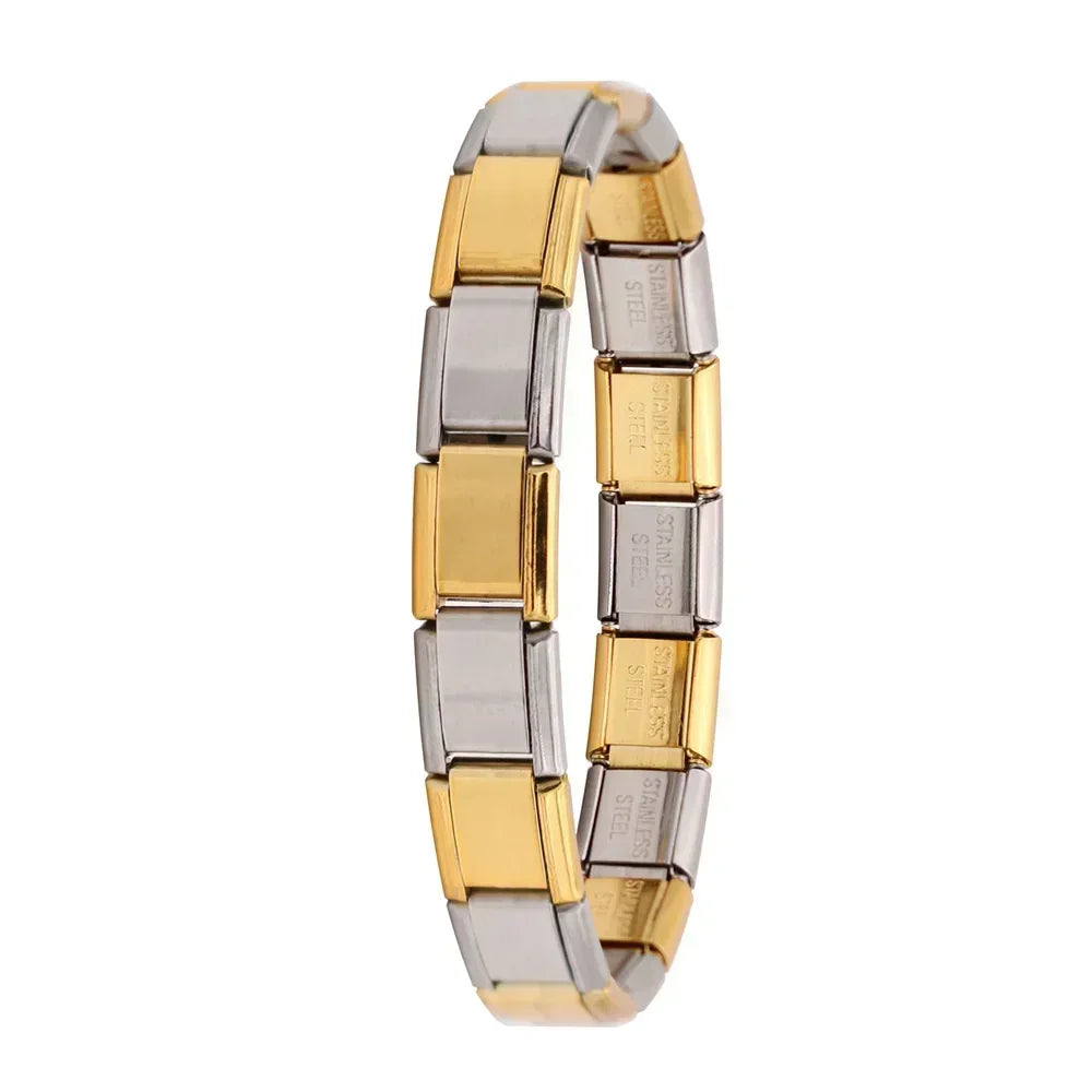 Hapiship Neue Damen Schmuck 9mm Breite Italienisch Elastisch Anhänger Armband Mode Edelstahl Armreif ST-