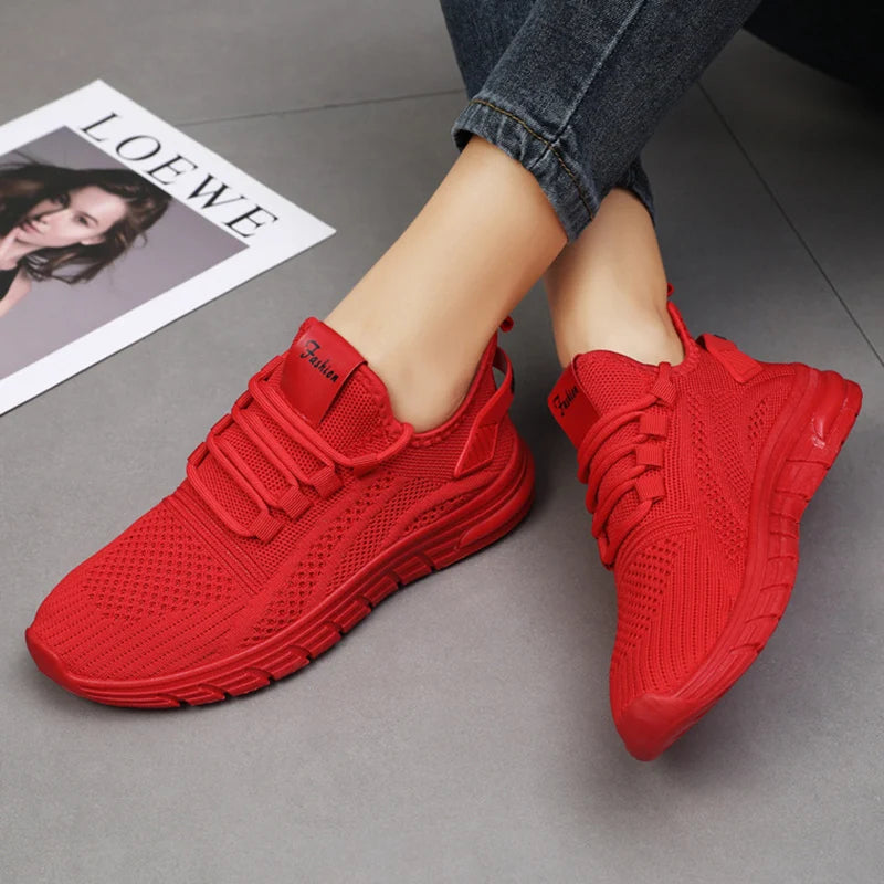 Lucyever L6228 Atmungsaktiv Sneaker - Weiß Mesh Slip On