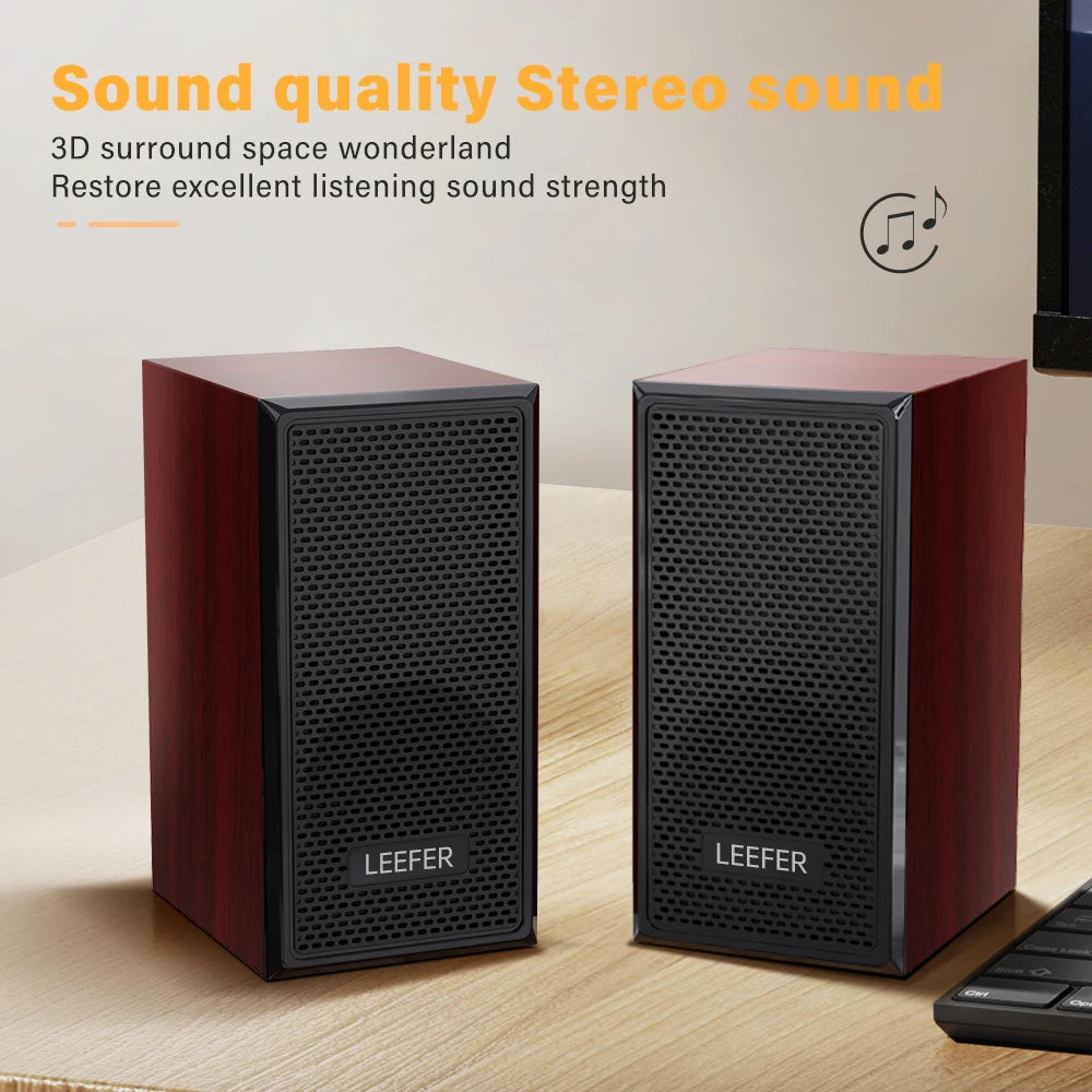 Computer-Lautsprecher 2025: Computer Desktop Wired Wooden Speakers - USB-powered 3.5mm Audio Jack Surround Sound 4D Speakers Smartphone Computer Speakers Collection
