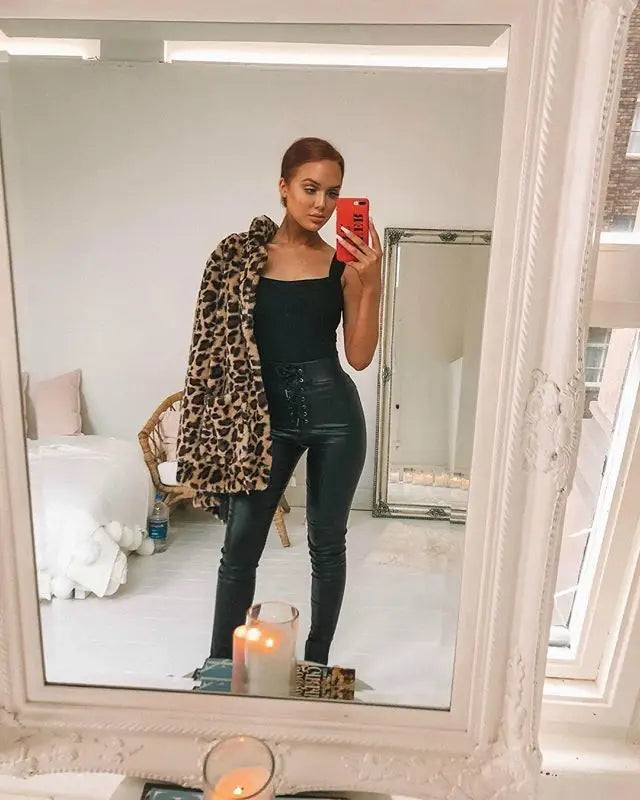 FujianCraft Leggings High Waist - Vollänge Elastisch Denim