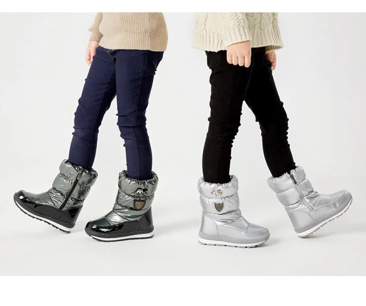 Kinder-Schneestiefel, 2025, Herbst-Winter-Wolle, warm halten, Kinderstiefel, Marke, modisch, wasserdicht, rutschfest, Baumwollschuhe für Mädchen und Jungen