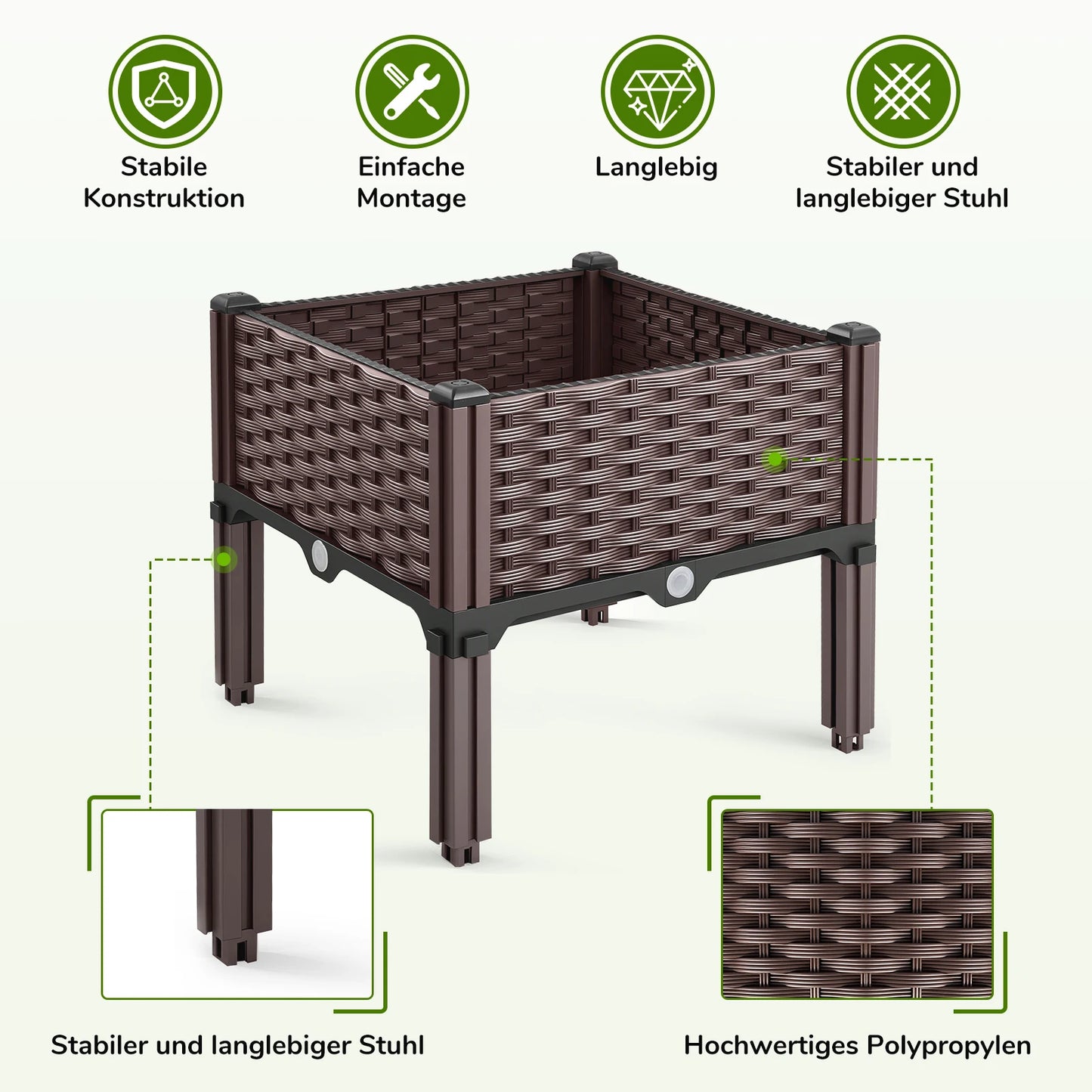 GrünBox Pflanzbeet Kunststoff PP 1 Fach Bewässerung